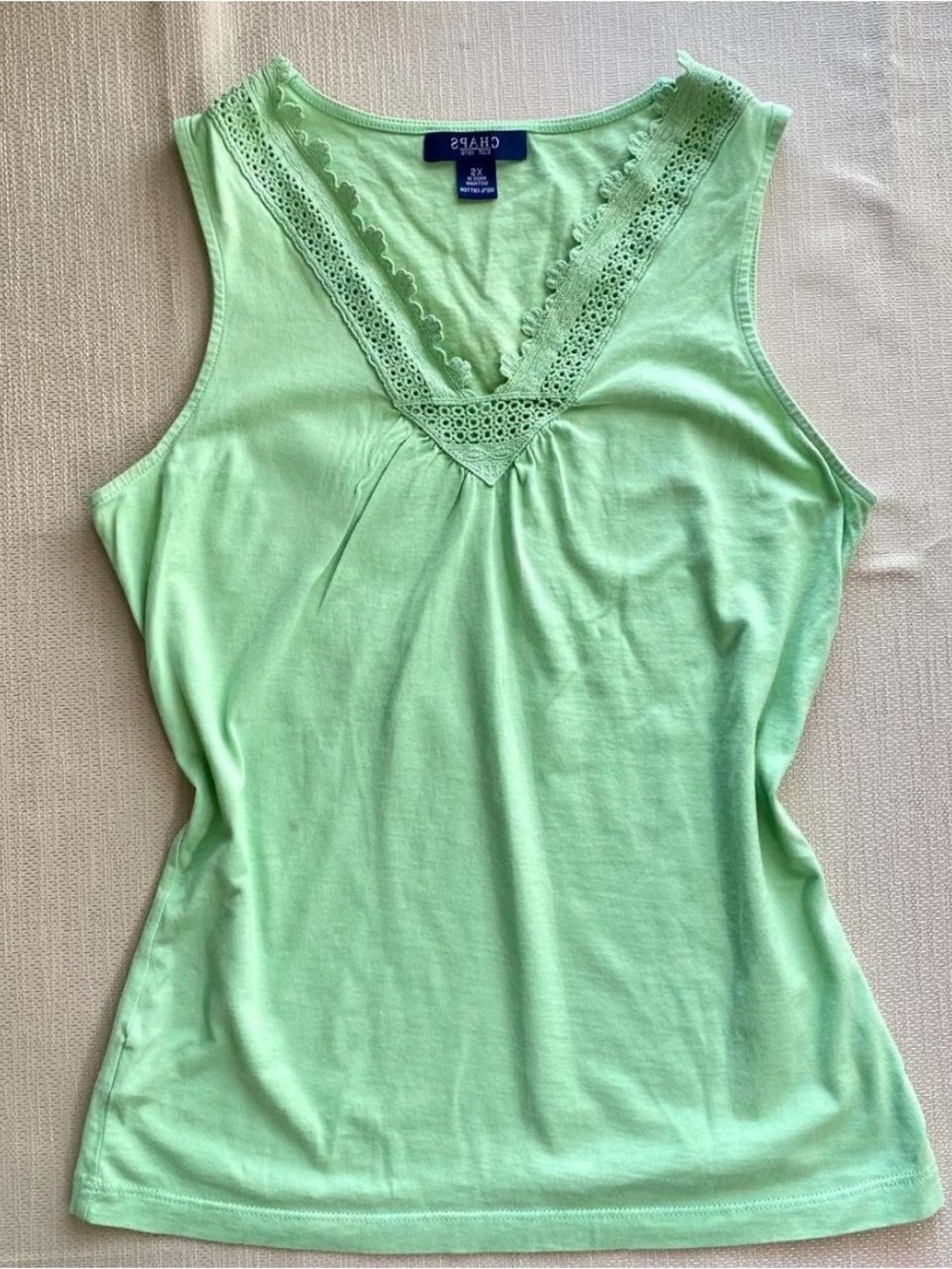 Chaps Women's Mint Green Lace V-Neck Tank Top Size XS